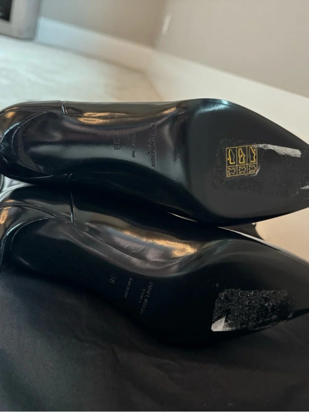 Saint Laurent YSL Lee Buckle Black Leather Boots Size 38 - Picture 8 of 8